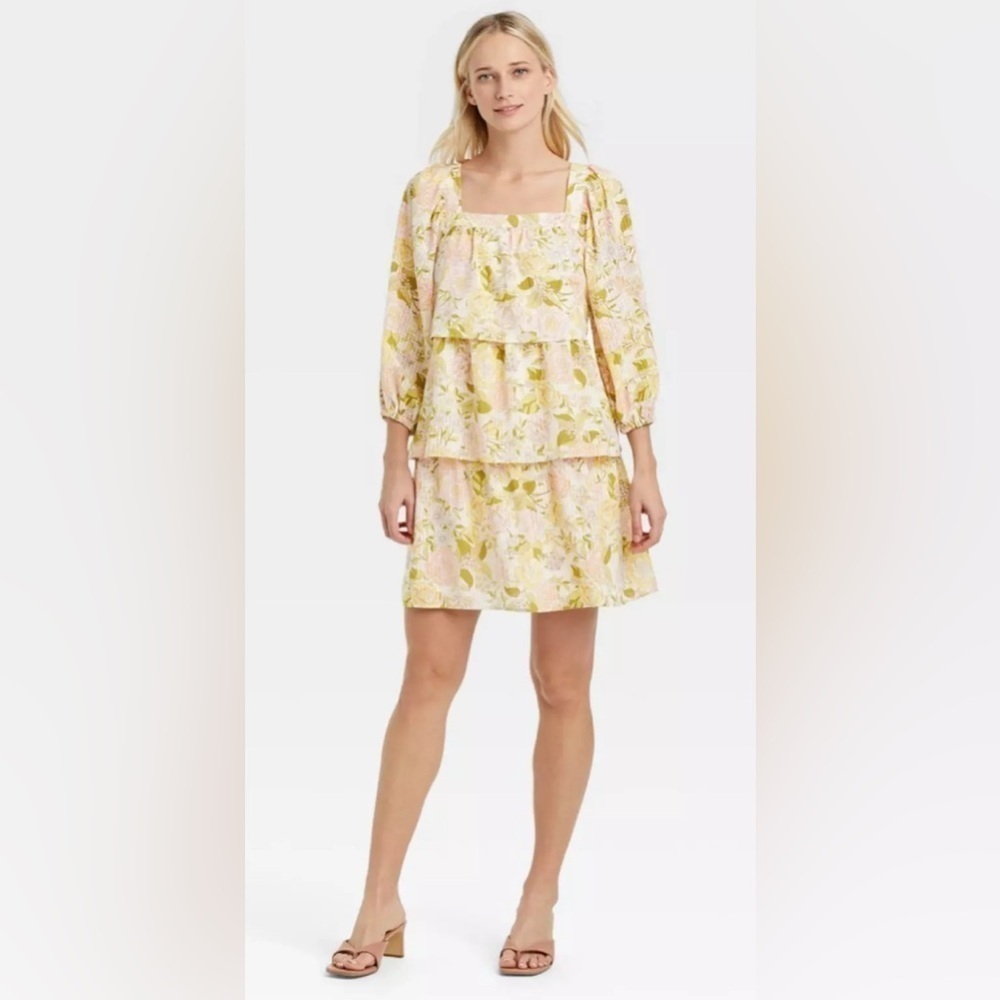 Who What Wear Bohemian Floral Tiered Mini Dress. Sz Small